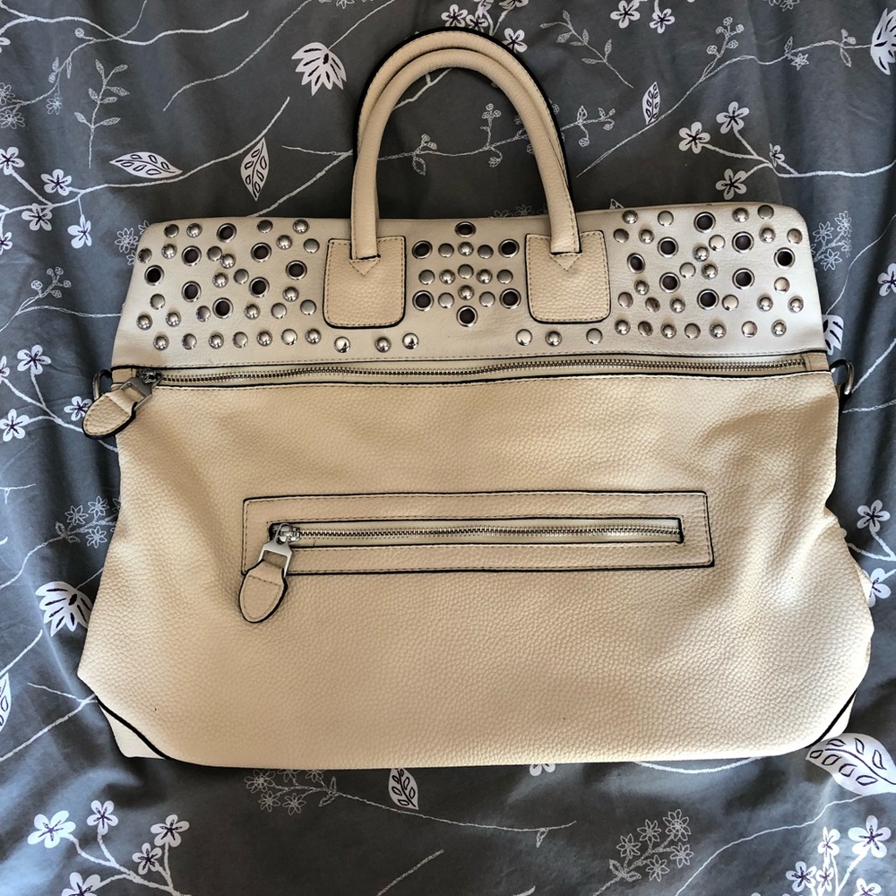 Cream Tote with Stud Details
